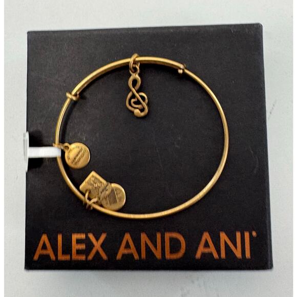 Alex and Ani Jewelry - Alex and Ani "Sweet Melody Music" Charm Bangle Gold Bracelet w/Box NEW